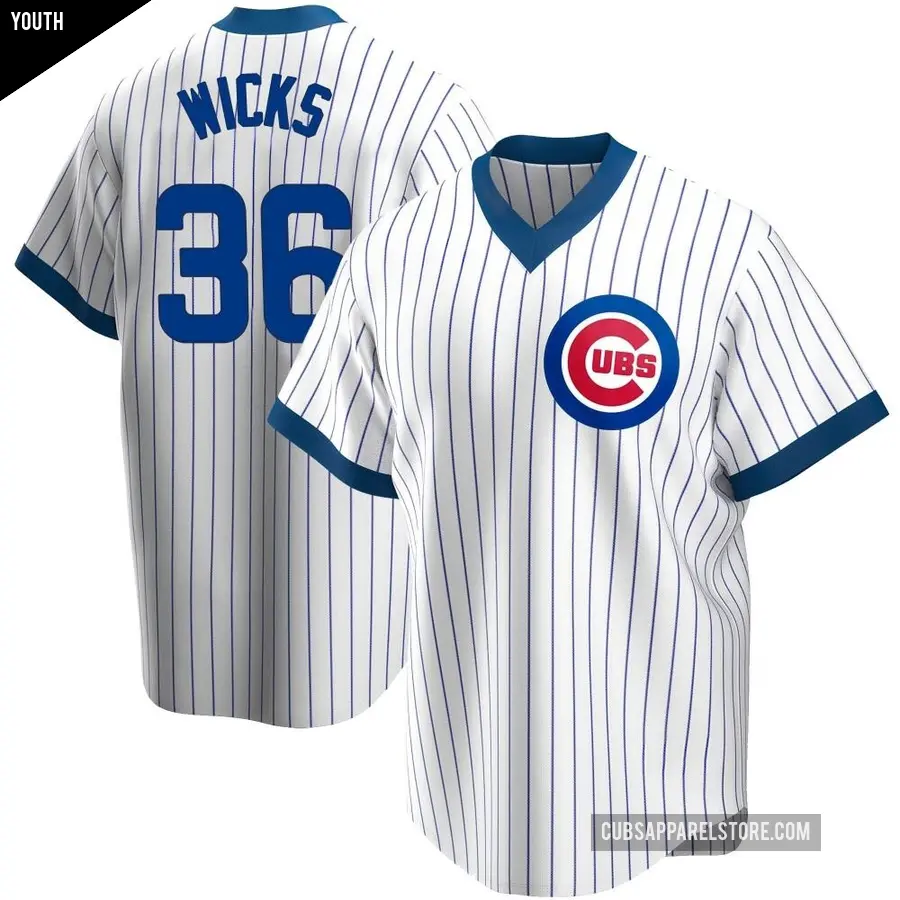 Youth Chicago Cubs ＃36 Jordan Wicks Replica White Home Cooperstown Collection Jersey