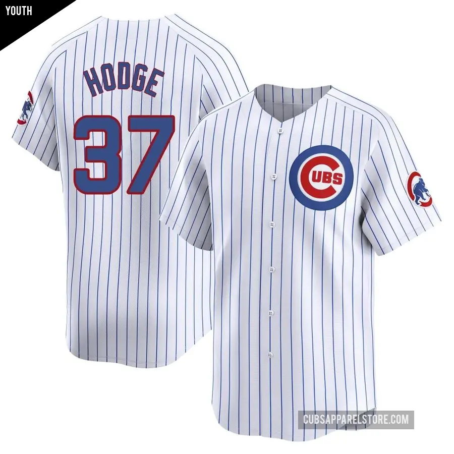 Youth Chicago Cubs ＃37 Porter Hodge Limited White Home Jersey