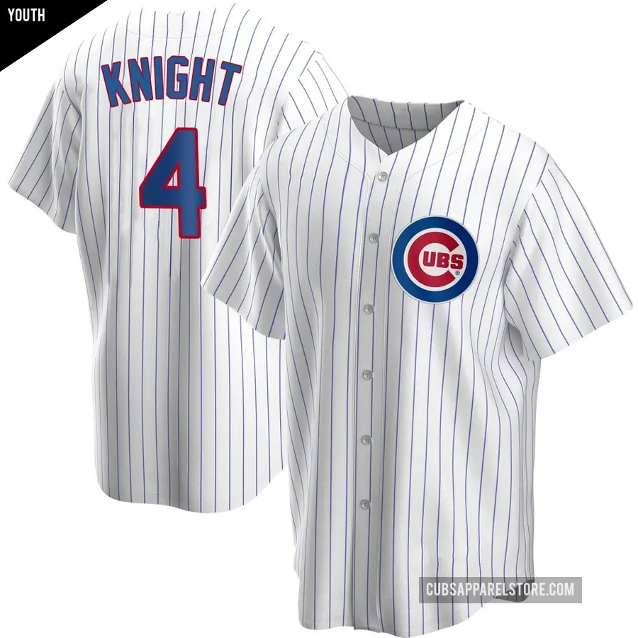 Youth Chicago Cubs ＃4 Caleb Knight Replica White Home Jersey