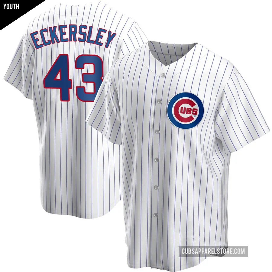 Youth Chicago Cubs ＃43 Dennis Eckersley Replica White Home Jersey