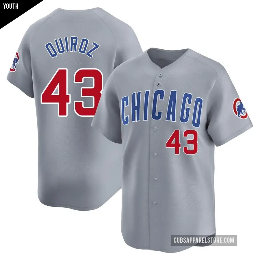 Youth Chicago Cubs ＃43 Esteban Quiroz Limited Gray Road Jersey