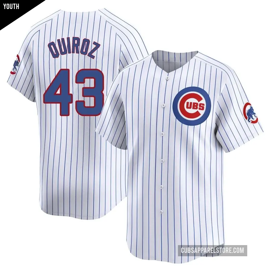 Youth Chicago Cubs ＃43 Esteban Quiroz Limited White Home Jersey