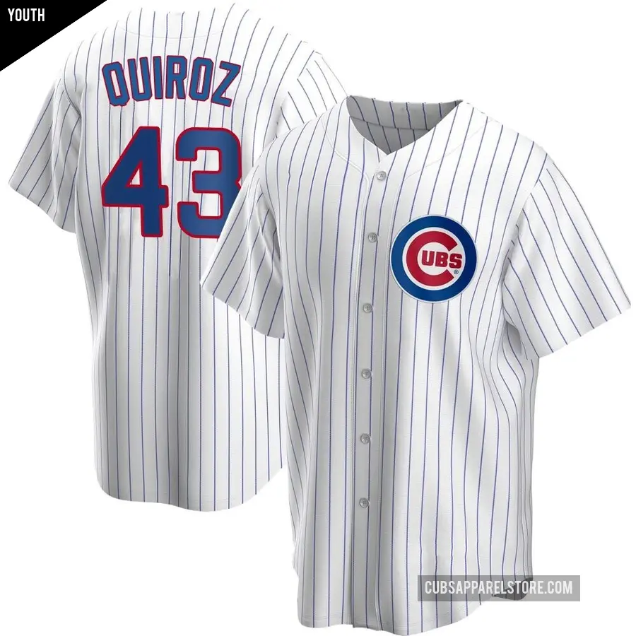 Youth Chicago Cubs ＃43 Esteban Quiroz Replica White Home Jersey