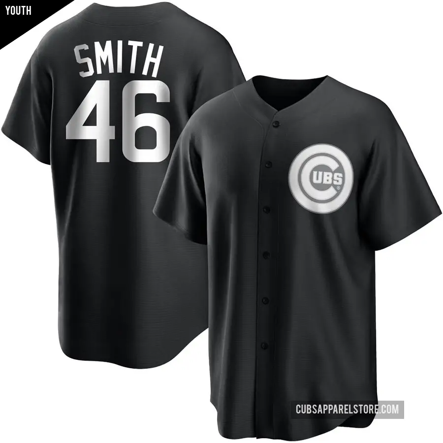 Youth Chicago Cubs ＃46 Lee Smith Replica Black/White Jersey