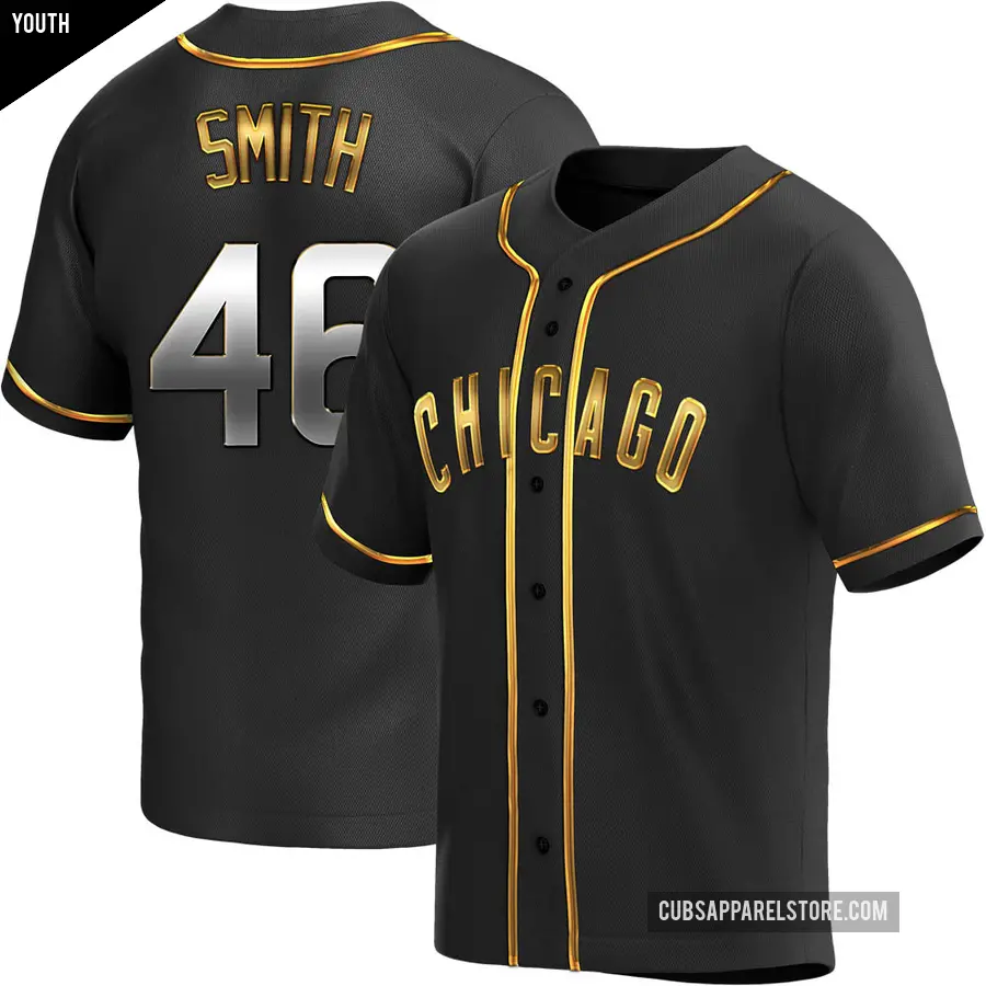 Youth Chicago Cubs ＃46 Lee Smith Replica Gold Black en Alternate Jersey