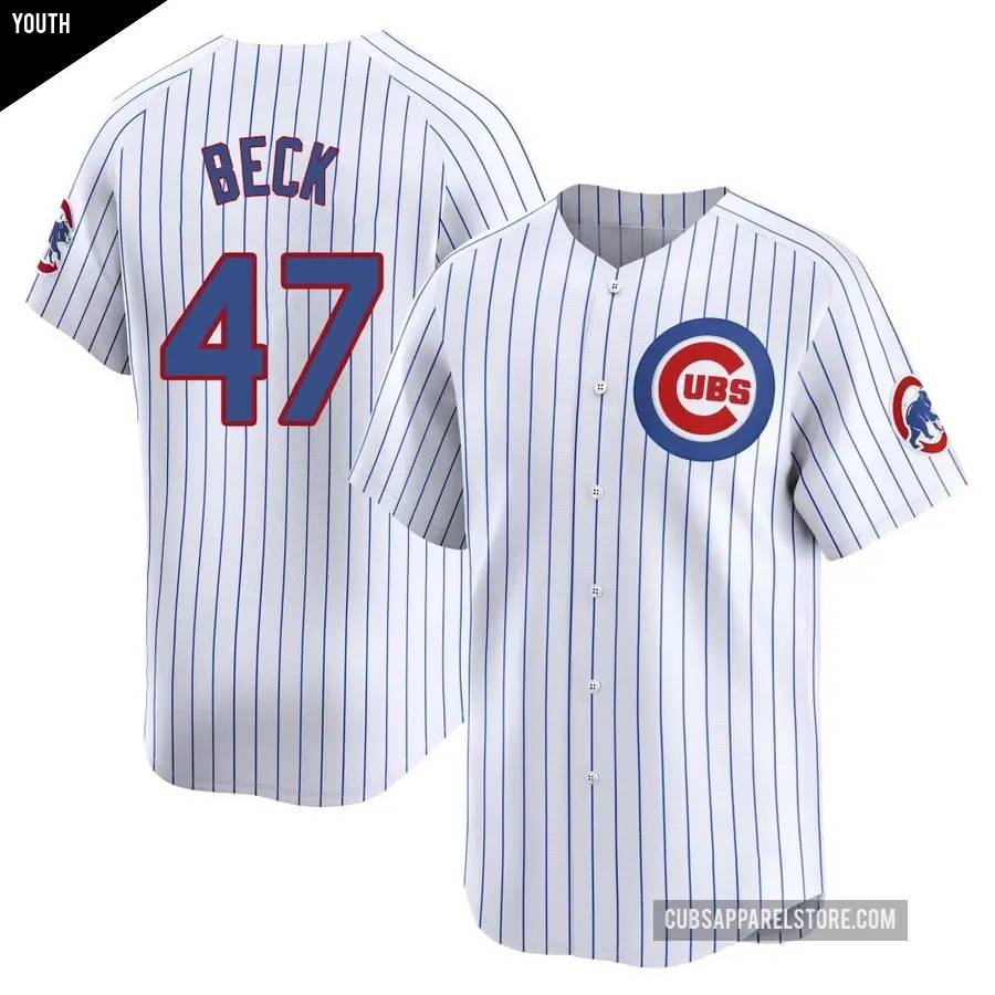 Youth Chicago Cubs ＃47 Rod Beck Limited White Home Jersey