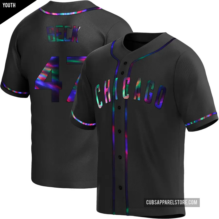 Youth Chicago Cubs ＃47 Rod Beck Replica Black Holographic Alternate Jersey