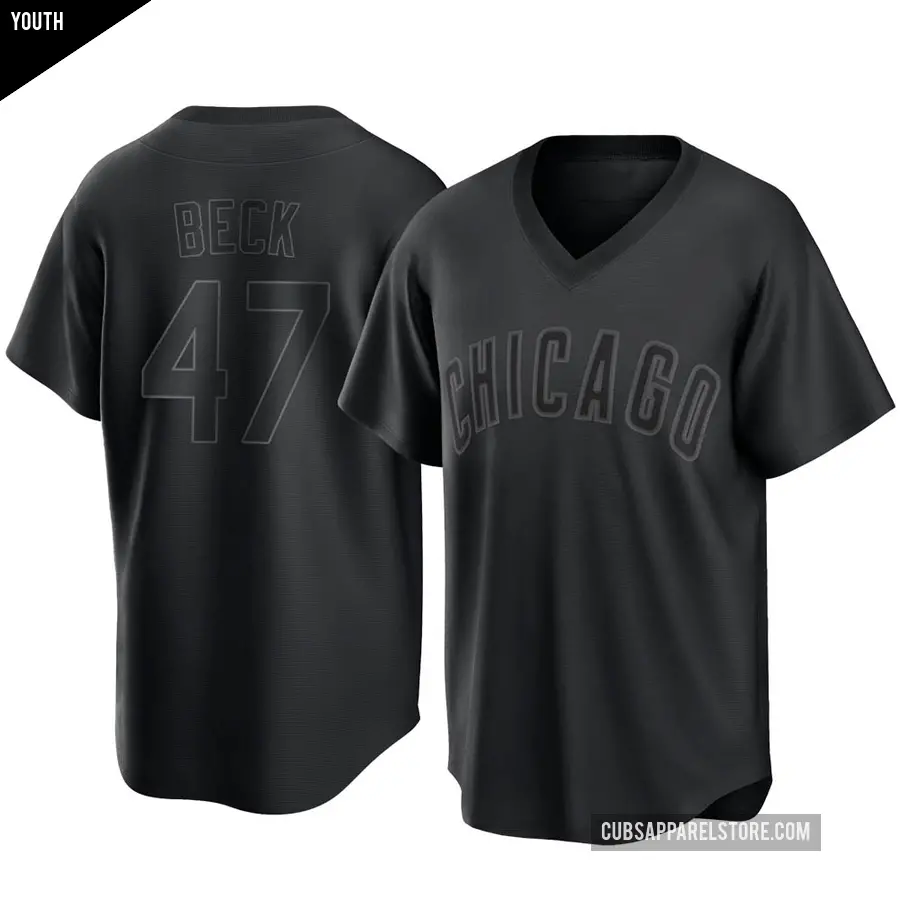 Youth Chicago Cubs ＃47 Rod Beck Replica Black Pitch Fashion Jersey