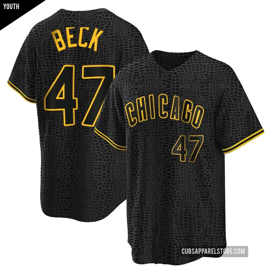 Youth Chicago Cubs ＃47 Rod Beck Replica Black Snake Skin City Jersey