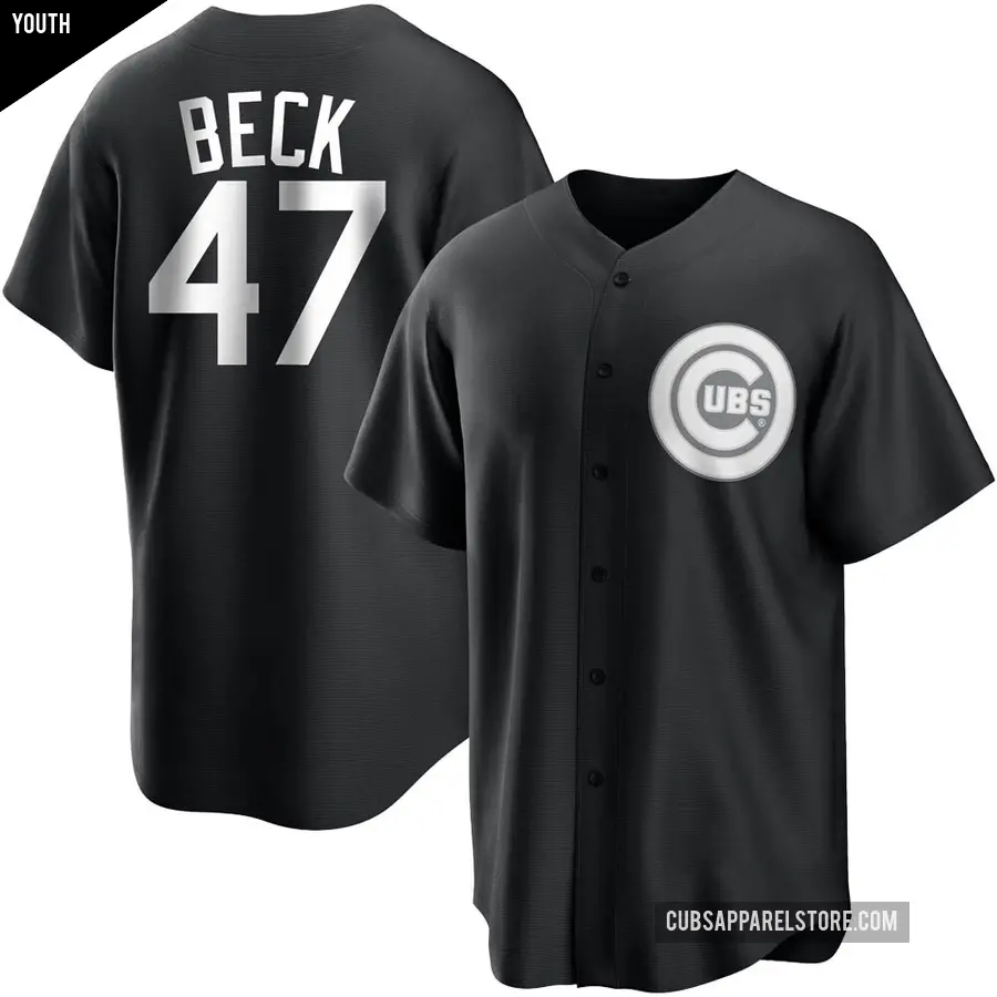 Youth Chicago Cubs ＃47 Rod Beck Replica Black/White Jersey