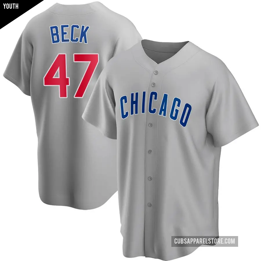 Youth Chicago Cubs ＃47 Rod Beck Replica Gray Road Jersey