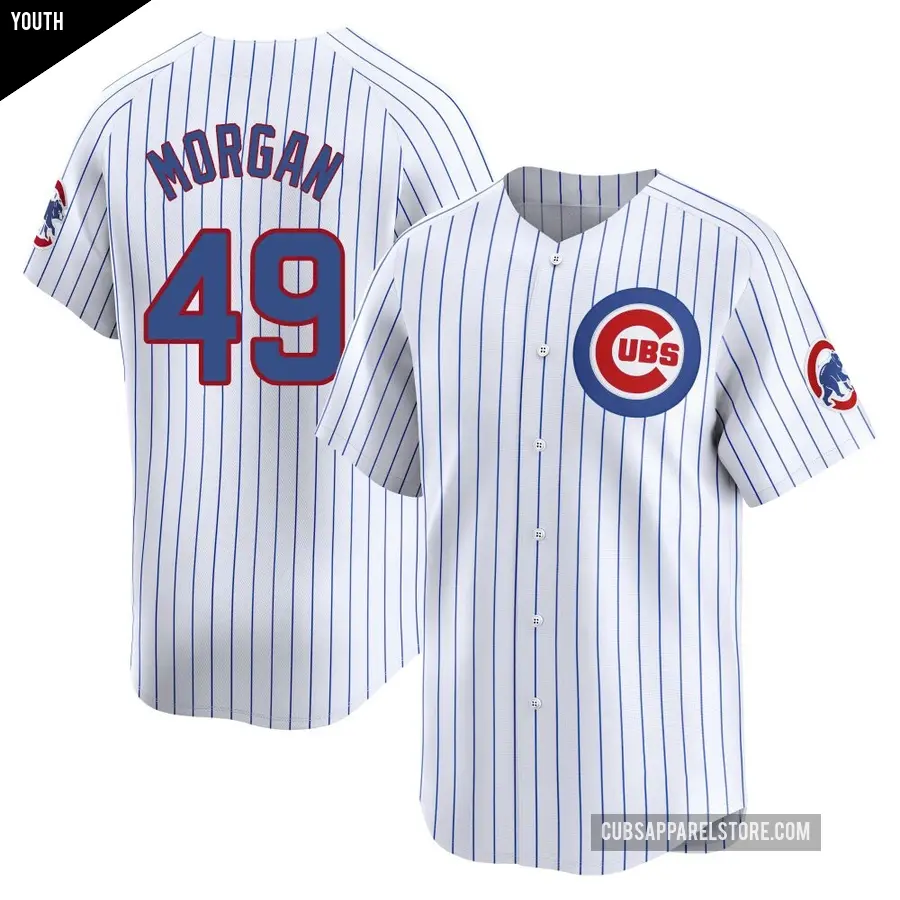 Youth Chicago Cubs ＃49 Eli Morgan Limited White Home Jersey