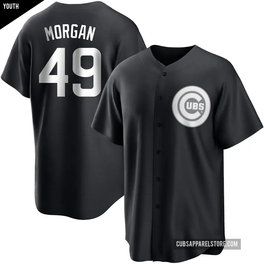 Youth Chicago Cubs ＃49 Eli Morgan Replica Black/White Jersey