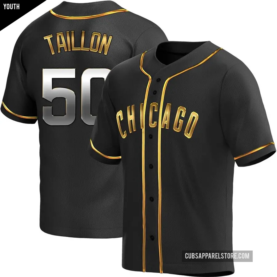 Youth Chicago Cubs ＃50 Jameson Taillon Replica Gold Black en Alternate Jersey