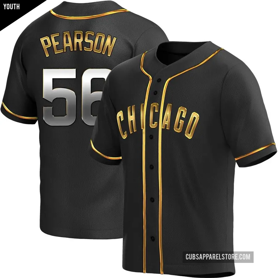 Youth Chicago Cubs ＃56 Nate Pearson Replica Gold Black en Alternate Jersey