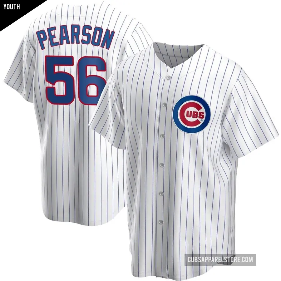 Youth Chicago Cubs ＃56 Nate Pearson Replica White Home Jersey