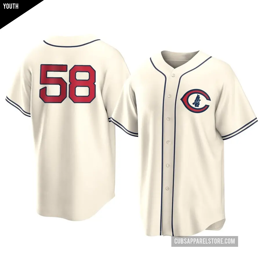 Youth Chicago Cubs ＃58 Rob Zastryzny Replica Cream 2022 Field Of Dreams Jersey