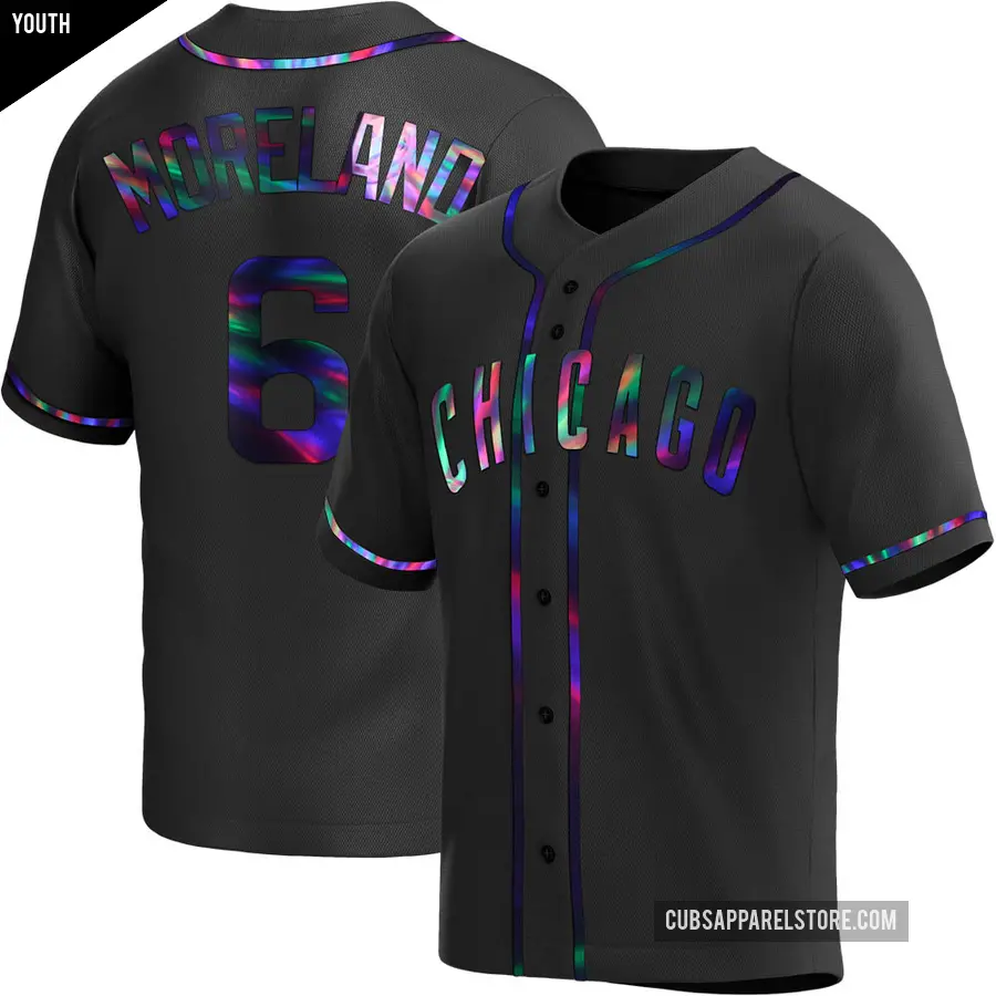 Youth Chicago Cubs ＃6 Keith Moreland Replica Black Holographic Alternate Jersey