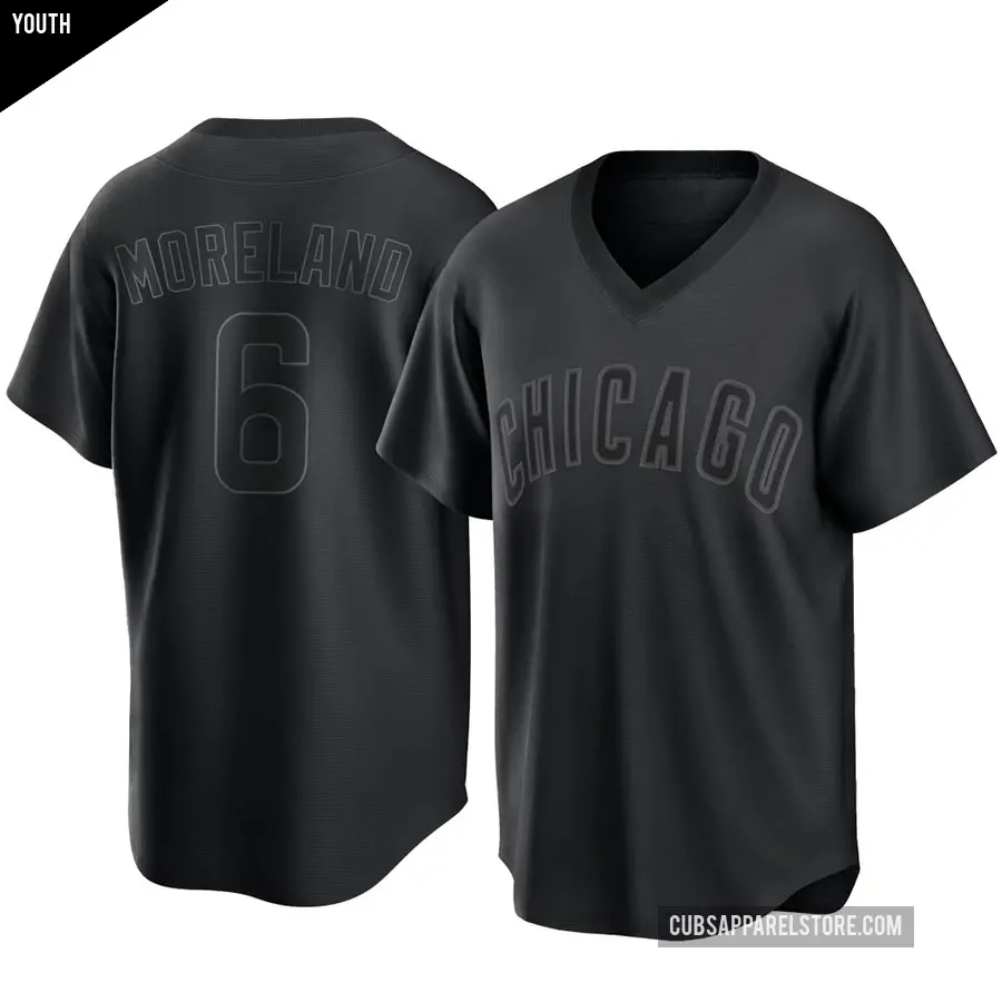 Youth Chicago Cubs ＃6 Keith Moreland Replica Black Pitch Fashion Jersey