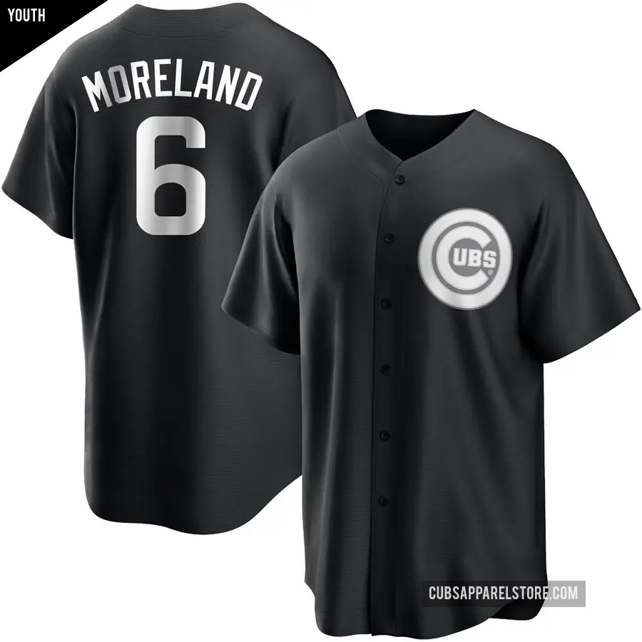 Youth Chicago Cubs ＃6 Keith Moreland Replica Black/White Jersey