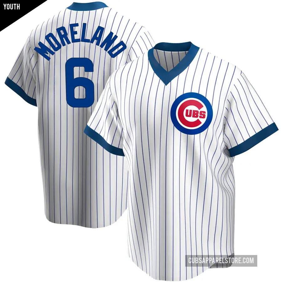 Youth Chicago Cubs ＃6 Keith Moreland Replica White Home Cooperstown Collection Jersey