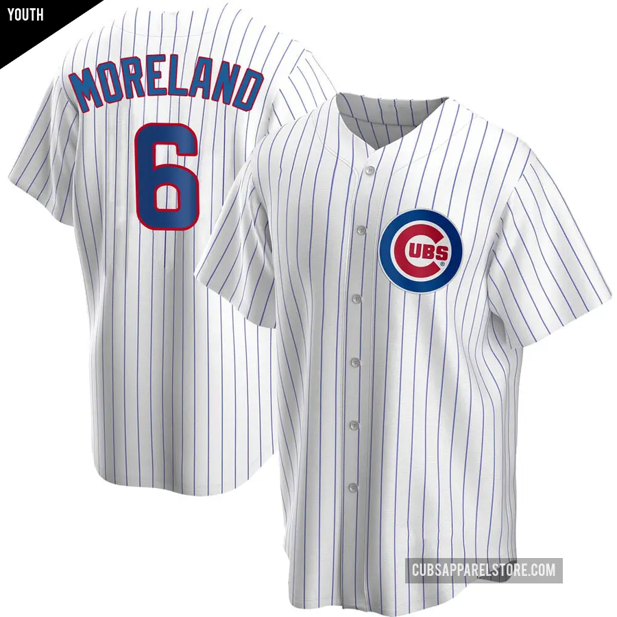 Youth Chicago Cubs ＃6 Keith Moreland Replica White Home Jersey