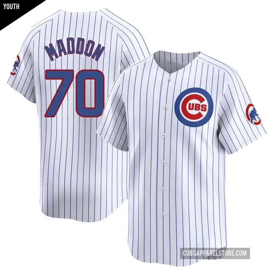 Youth Chicago Cubs ＃70 Joe Maddon Limited White Home Jersey