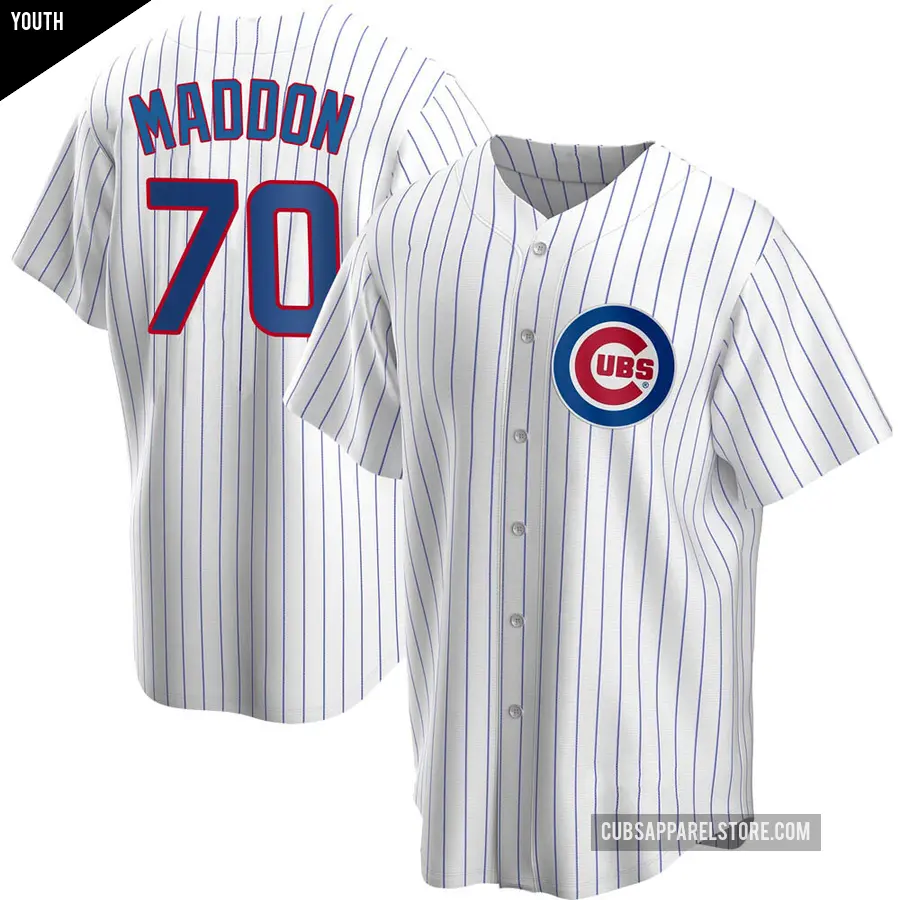 Youth Chicago Cubs ＃70 Joe Maddon Replica White Home Jersey