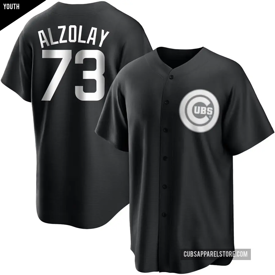 Youth Chicago Cubs ＃73 Adbert Alzolay Replica Black/White Jersey