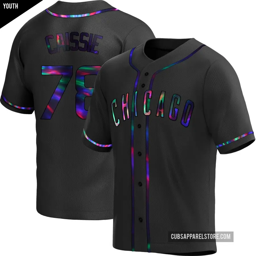 Youth Chicago Cubs ＃78 Owen Caissie Replica Black Holographic Alternate Jersey