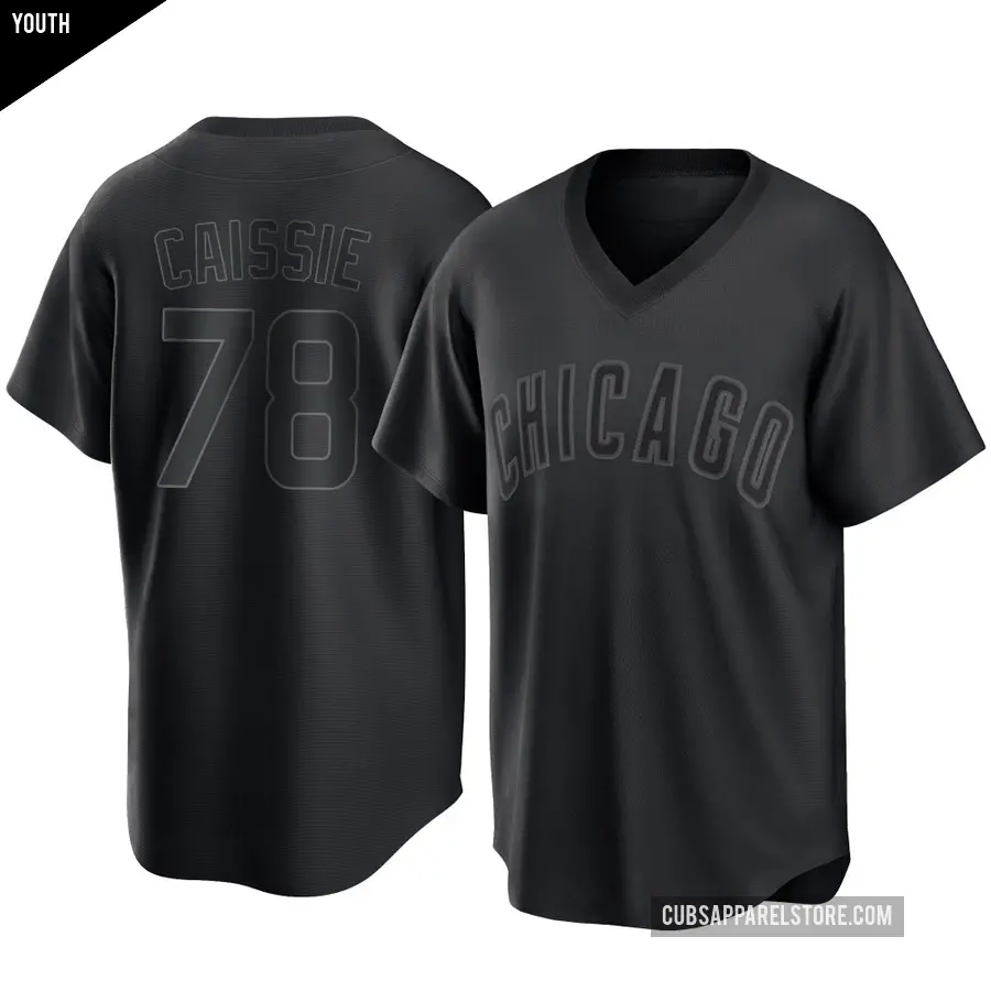 Youth Chicago Cubs ＃78 Owen Caissie Replica Black Pitch Fashion Jersey