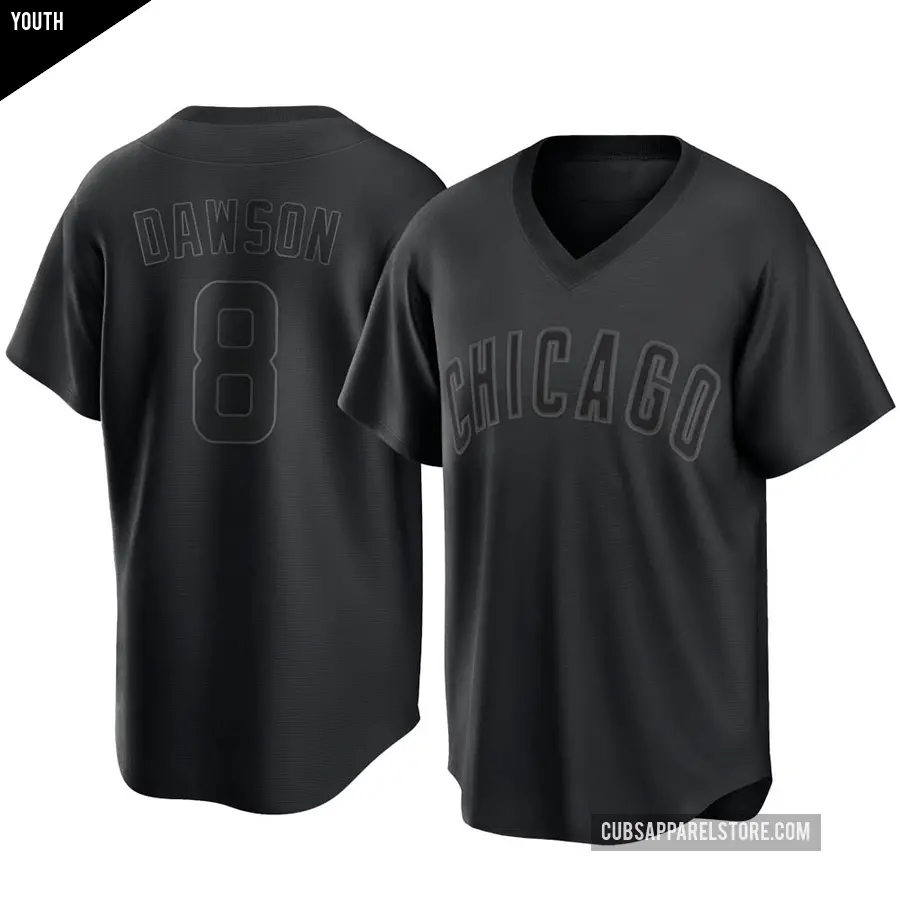 Youth Chicago Cubs ＃8 Andre Dawson Replica Black Pitch Fashion Jersey