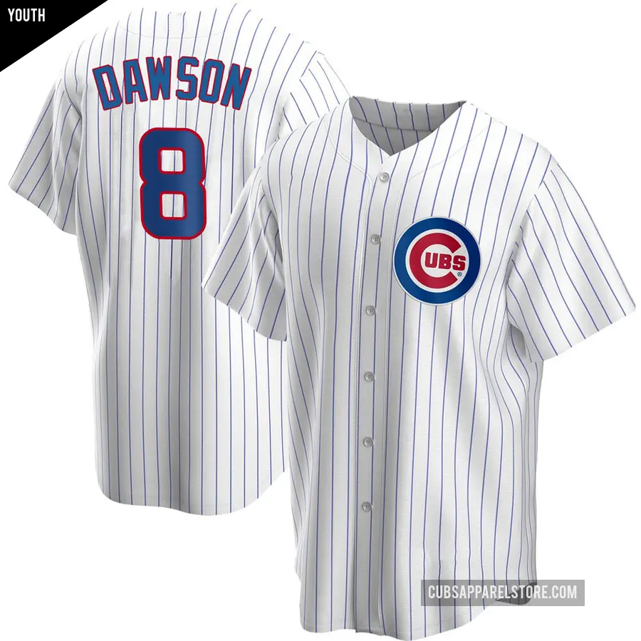 Youth Chicago Cubs ＃8 Andre Dawson Replica White Home Jersey