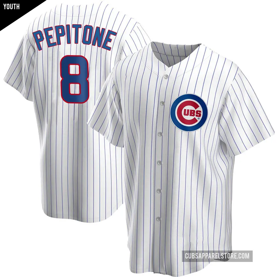 Youth Chicago Cubs ＃8 Joe Pepitone Replica White Home Jersey