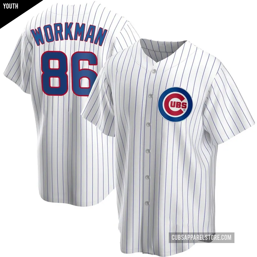 Youth Chicago Cubs ＃86 Gage Workman Replica White Home Jersey