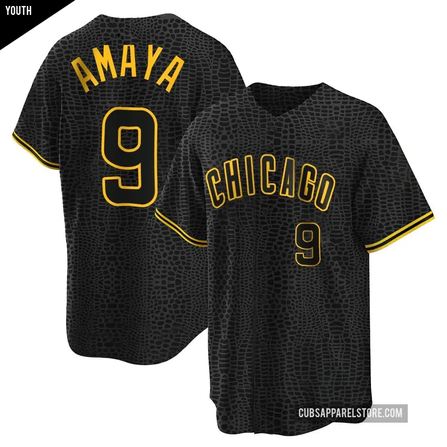 Youth Chicago Cubs ＃9 Miguel Amaya Replica Black Snake Skin City Jersey