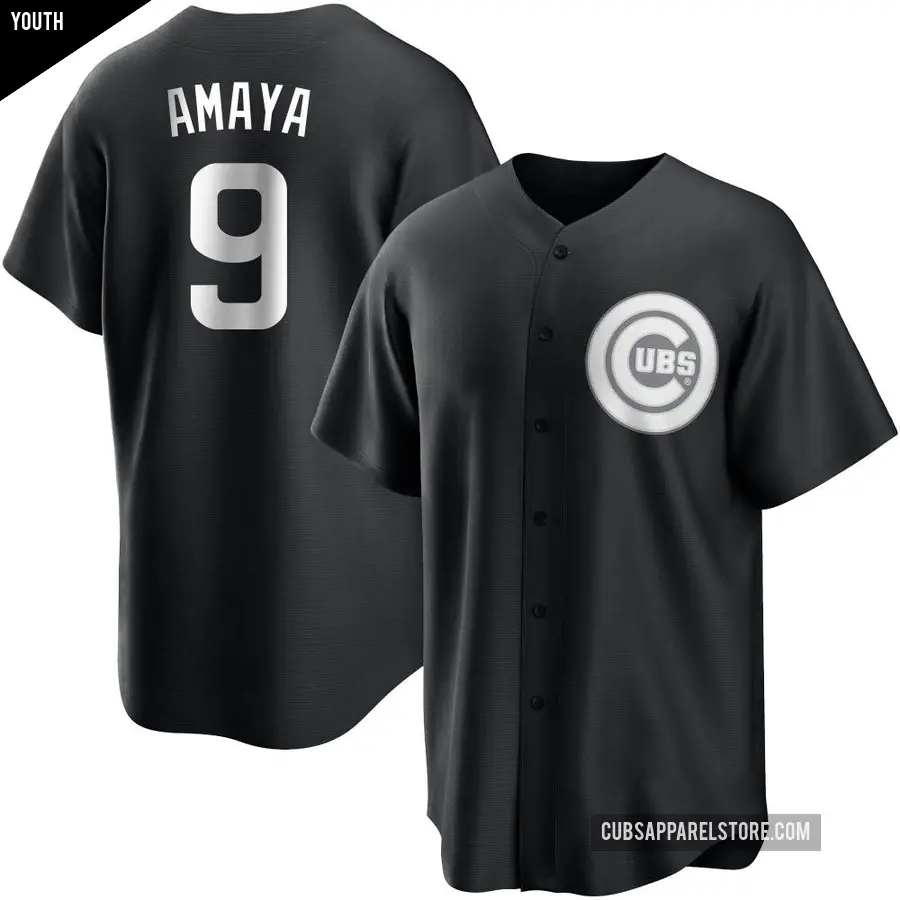 Youth Chicago Cubs ＃9 Miguel Amaya Replica Black/White Jersey