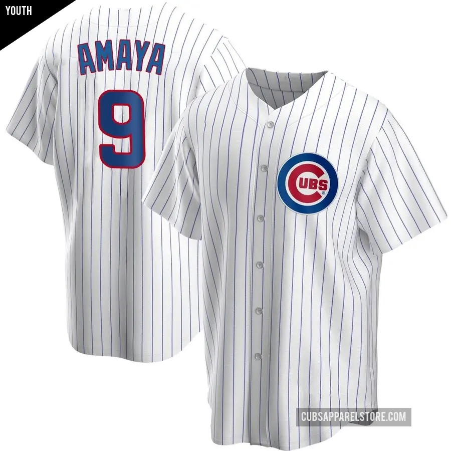 Youth Chicago Cubs ＃9 Miguel Amaya Replica White Home Jersey